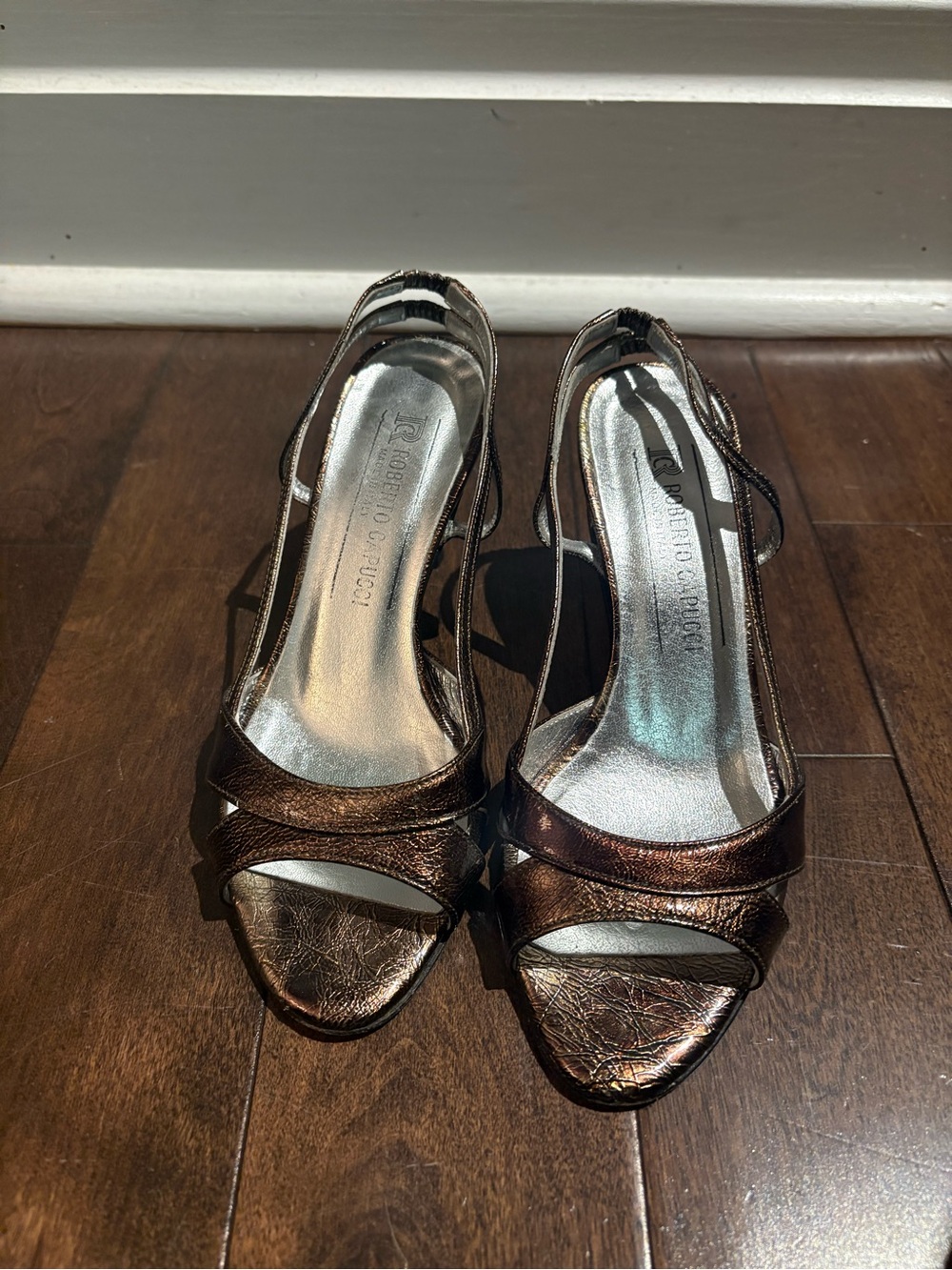 Vintage Roberto Capucci Bronze Metallic Leather Heels - Made in Italy - Size 4B
